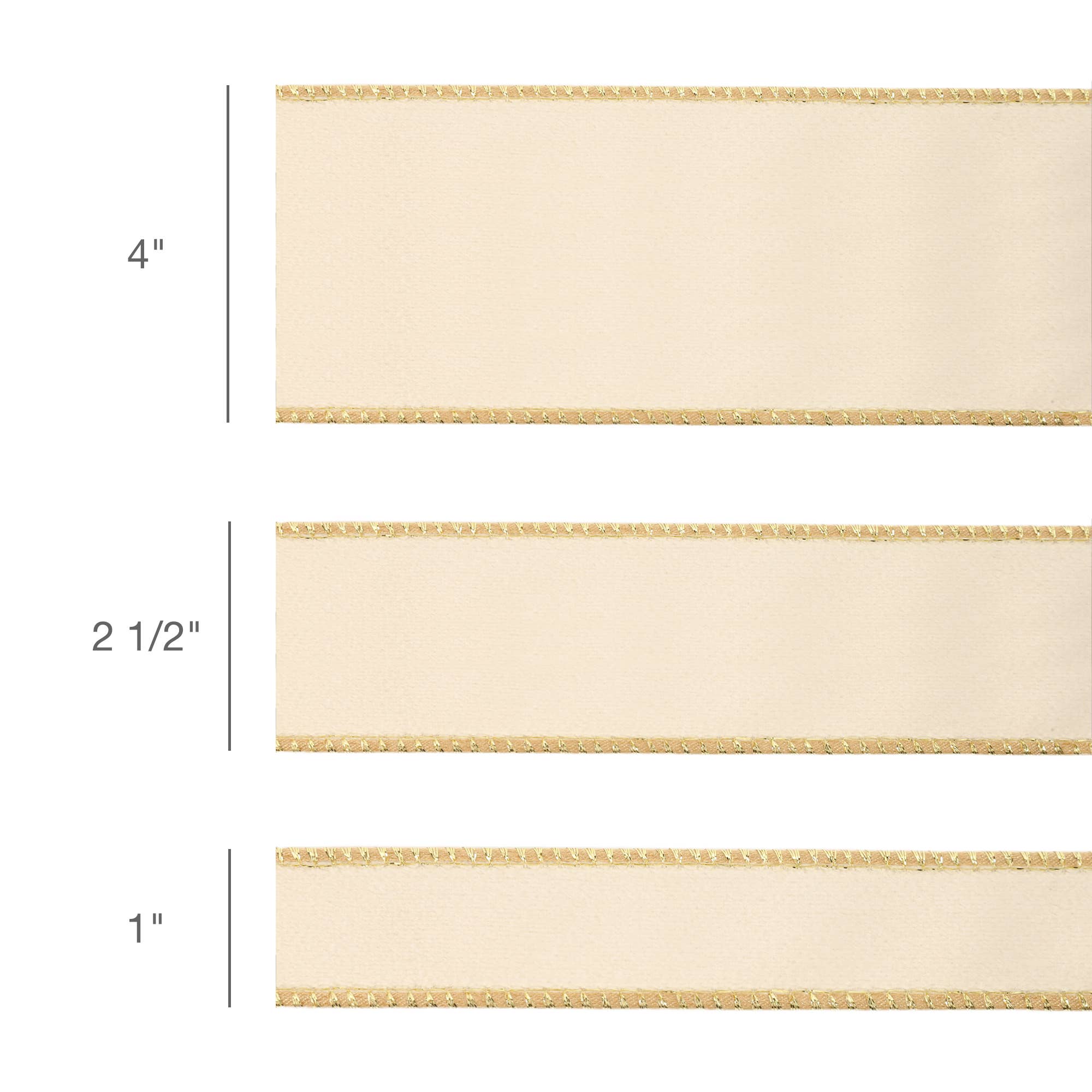 LA Ribbons Wholesale - Wholesale Linten - 4" Omkeerbaar Klassiek Fluwelen Lint met Draad | Ivoor/Goud | Rol van 10 Yards3