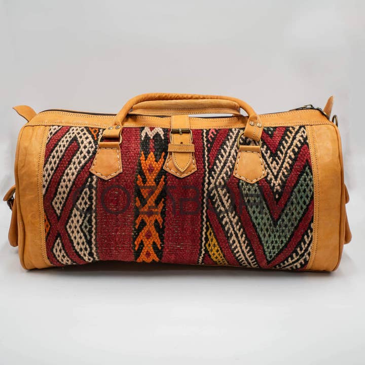 CozyBoho – Saco de viagem - Mulher por atacado – Saco de fim de semana CozyBoho™ Kilim/Bolsa de viagem/Bolsa de couro12