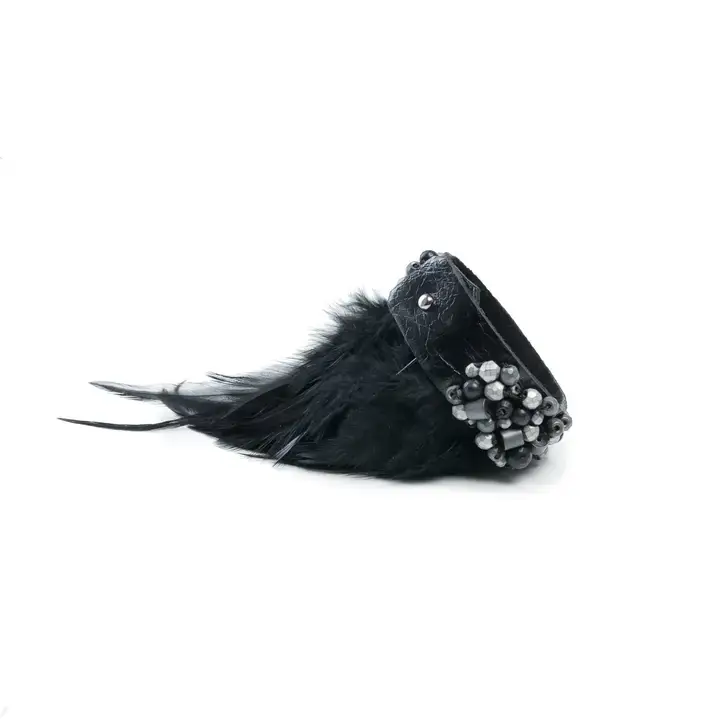The Dark - Wholesale Cuff Bracelet - Women’s Black Feather Statement Cuff1