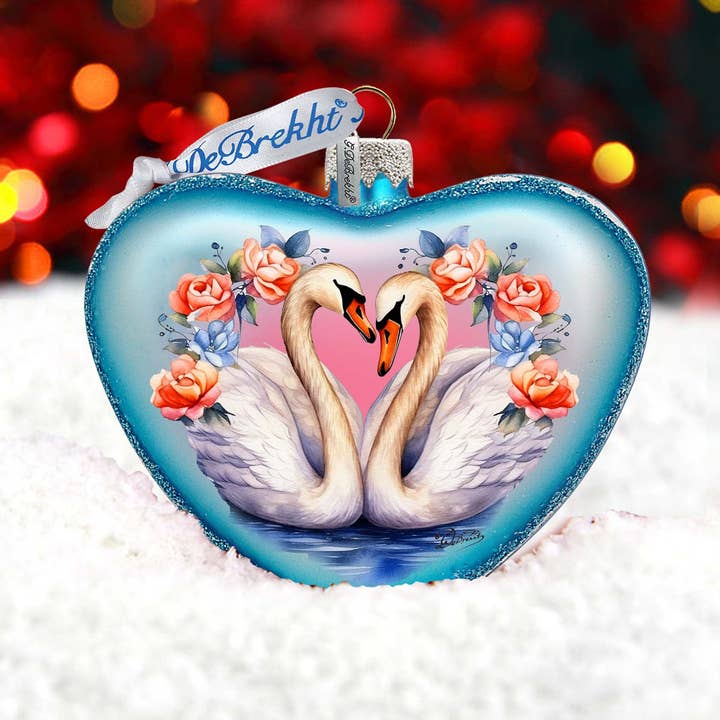Designocracy - Vendita all'ingrosso Decorazione - Ornamento in vetro a forma di cuore Swan Love G.Debrekht Christmas5
