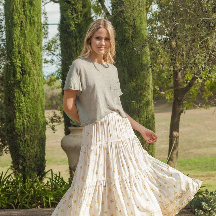 Falda Lucinda con estampado de mirto y limón para venta al por mayor de Jaase