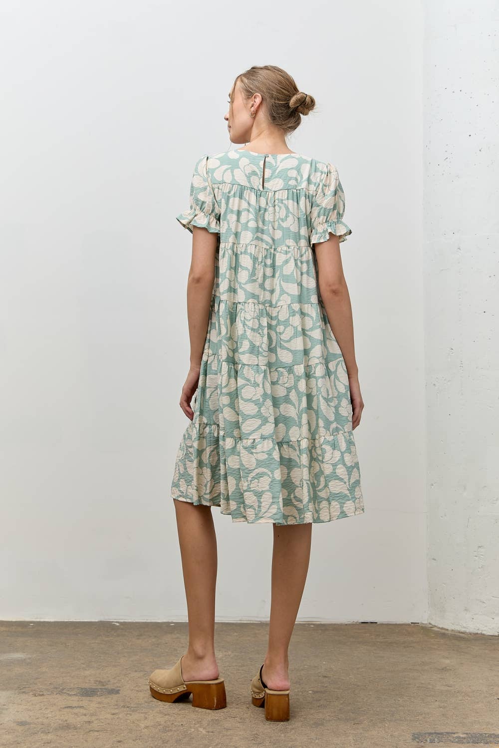 Polagram by Wellmade USA - Wholesale Dress - Women's - PRINTED ROUND NECK KNEE LENGTH DRESS5