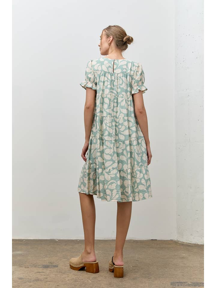 Polagram by Wellmade USA - Wholesale Dress - Women's - PRINTED ROUND NECK KNEE LENGTH DRESS5