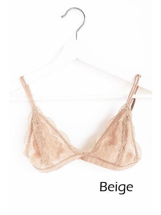 Vanilla Monkey - Wholesale Bralette - Women's - Floral Sheer Lace Triangle Lowcut Mesh Lined Bralette