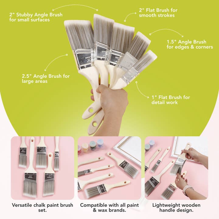 Incraftables - Wholesale DIY Craft Kit - Kids - Incraftables Assorted Chalk Paint Brush Set (5pcs)2