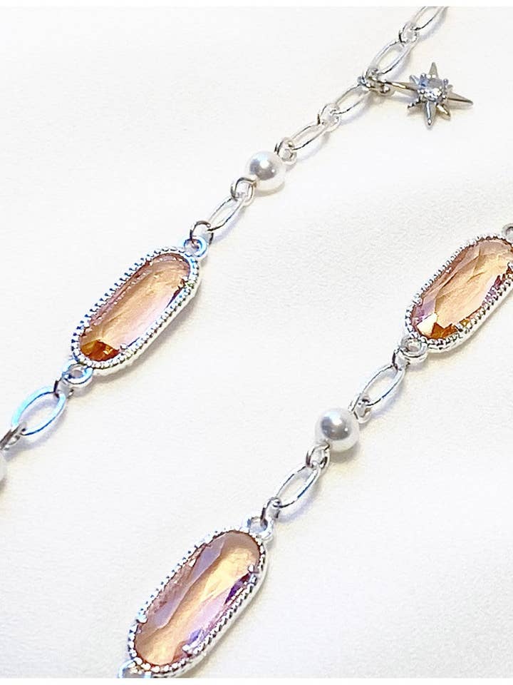 Champagne Suncatcher Glasses Chain with Peach Moonstone for wholesale by Zebber Handmade