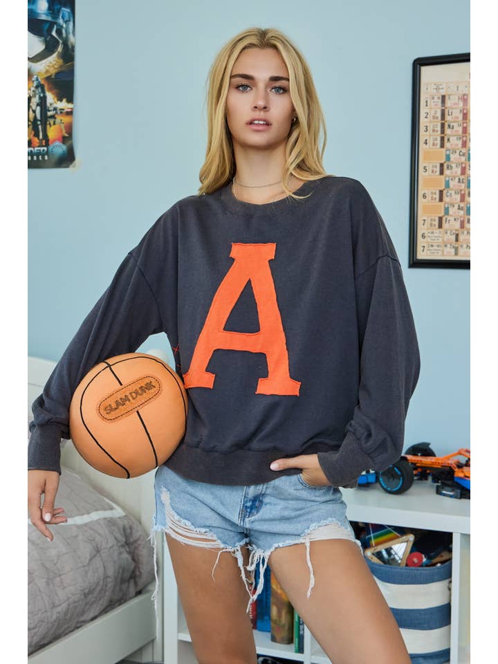 Oddi - Vente Sweat-shirt à imprimés – femme - Sweat-shirt délavé à l'acide avec logo sur le dessus1