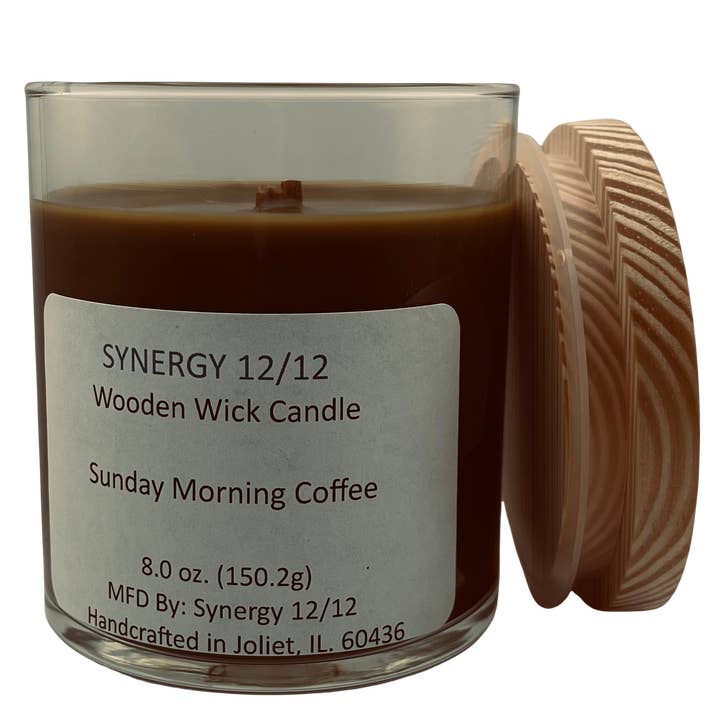 Sunday Morning Coffee Wooden Wick Candle 8.0 oz (150.2g) for wholesale by Synergy 12/12