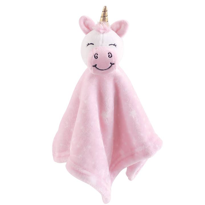 Hudson Baby Animal Face Security Blanket, Pink Unicorn for wholesale by BabyVision