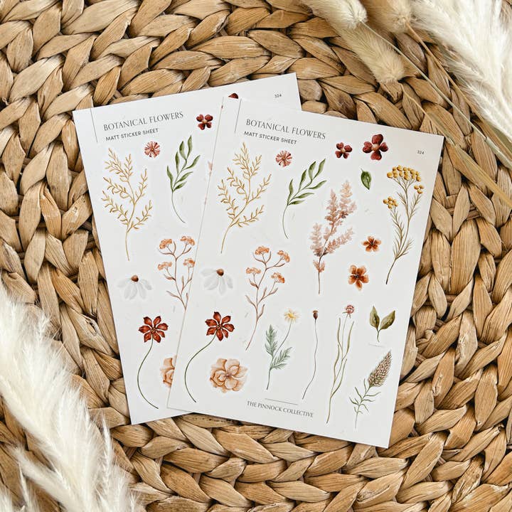 The Pinnock Collective (Duty Paid) – wholesale Sticker – Watercolour botanical themed planner stickers1