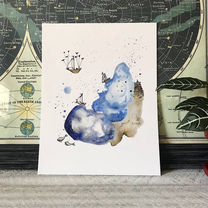 Vela su un Breeze - Stampa 11x14 per la vendita all'ingrosso da parte di Rise + Wander