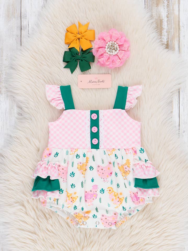 Charming Chickens Ruffle Bubble for wholesale by Marie Nicole Clothing