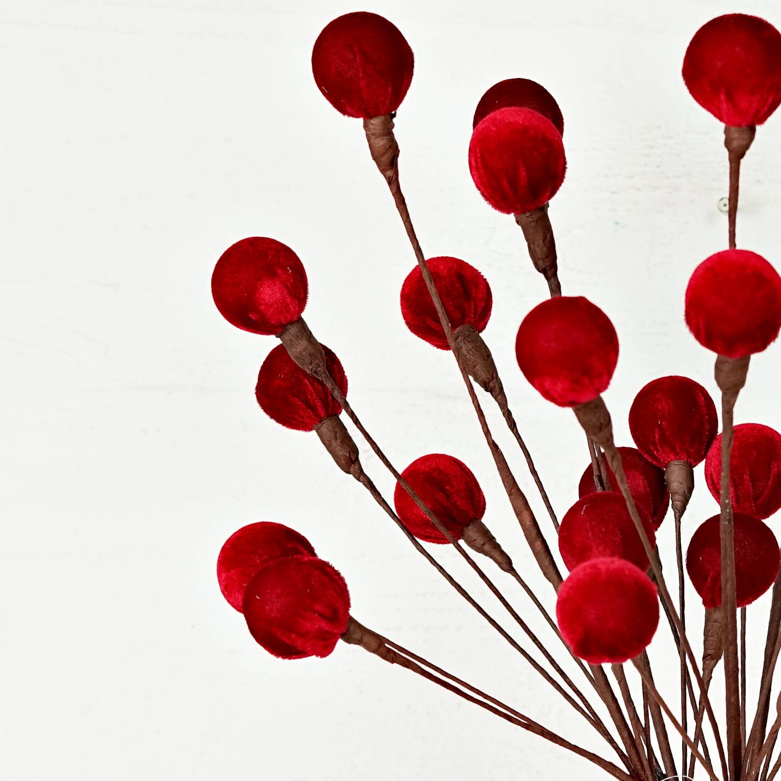 Holiday Depot Inc. - Wholesale Christmas Decoration - 511053- 27inL Branch-Deep Red Velvet Berry Ball Spray-4