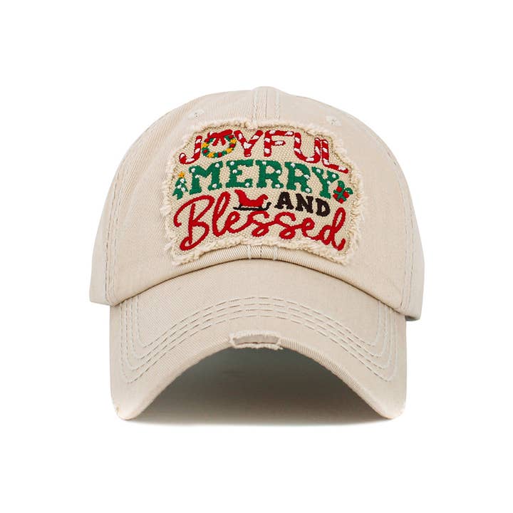 Hana - Wholesale Baseball Cap - Women's - JOYFUL Christmas Holiday Washed Vintage Baseball Cap