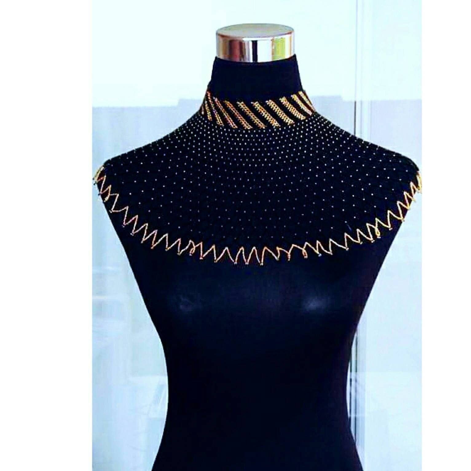 Delight merchants - Wholesale Choker/Collar - black and gold african zulu beaded choker necklace 0