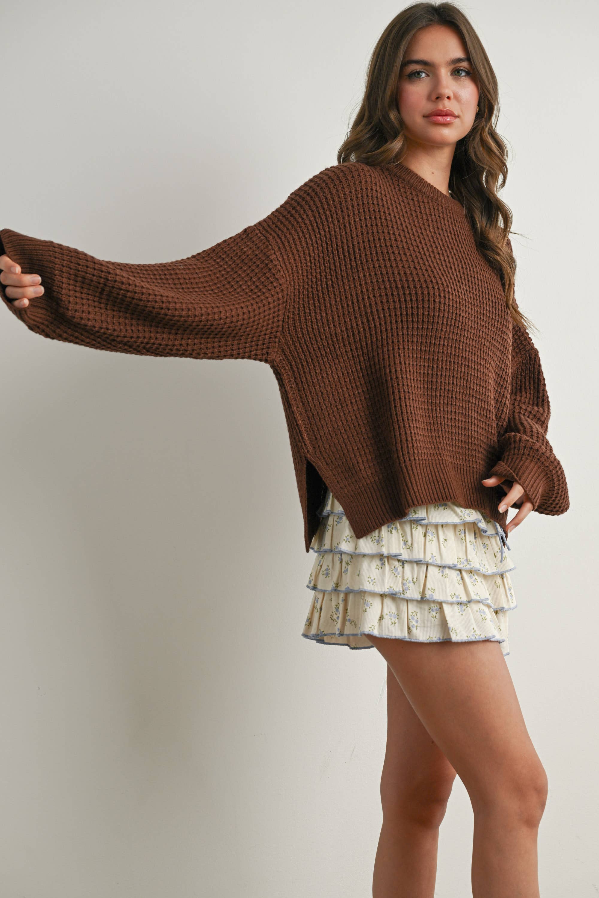 BUTTERMELON - Wholesale Knit Sweater - Women's - Round-Neck Classic Long Sleeve Top - BMW778238