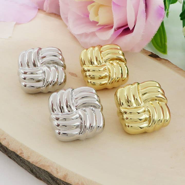 MIA Bombe' - Orecchini bottone intreccio vintage - ACCIAIO INOSSIDABILE ~ Paio Orecchini for wholesale by Daemon srls