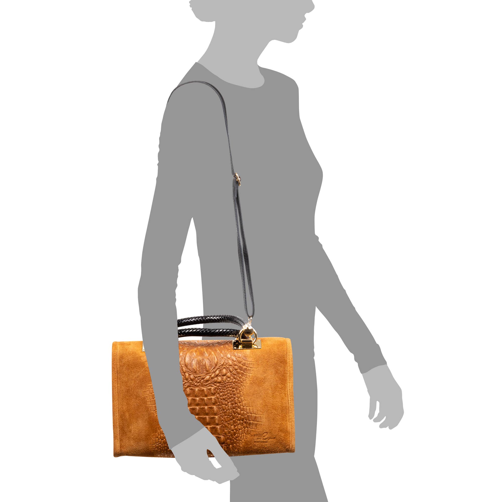 FIRENZE ARTEGIANI - Wholesale Top Handle Bag - Women's - Anacapri Women's Tote Bag. Genuine Suede Crocodile Leather.8