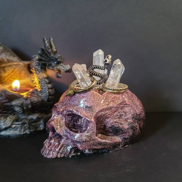 Wholesale Holographic Skull Ring Holder - Pink for your store - Faire