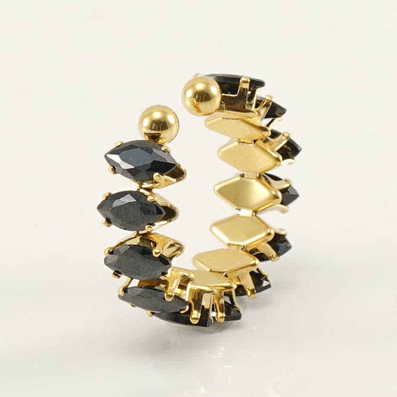 Mio Queena - Wholesale Multi-Stone Ring - Stainless Steel Cubic Zirconia Adjustable Ring1