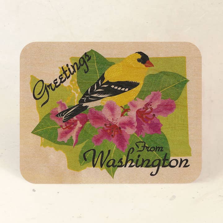 Washington State Wood vykort för wholesale av Little Gold Fox Designs