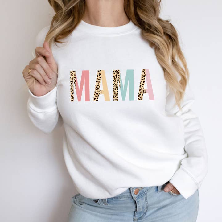 Mama Leopard and Pastel Color Block Sweatshirt for wholesale by Light & Shine