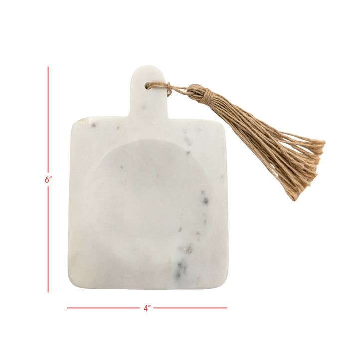 Foreside Home & Garden - Wholesale Spoon Rest - Maggie White Marble & Jute Spoon Rest4