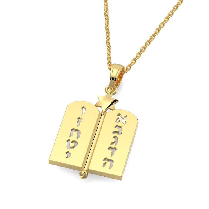 Luchot Tablets - Pendente de Ouro com os 10 Mandamentos em Letras Hebraicas por atacado de Zahav Fine Jewelry