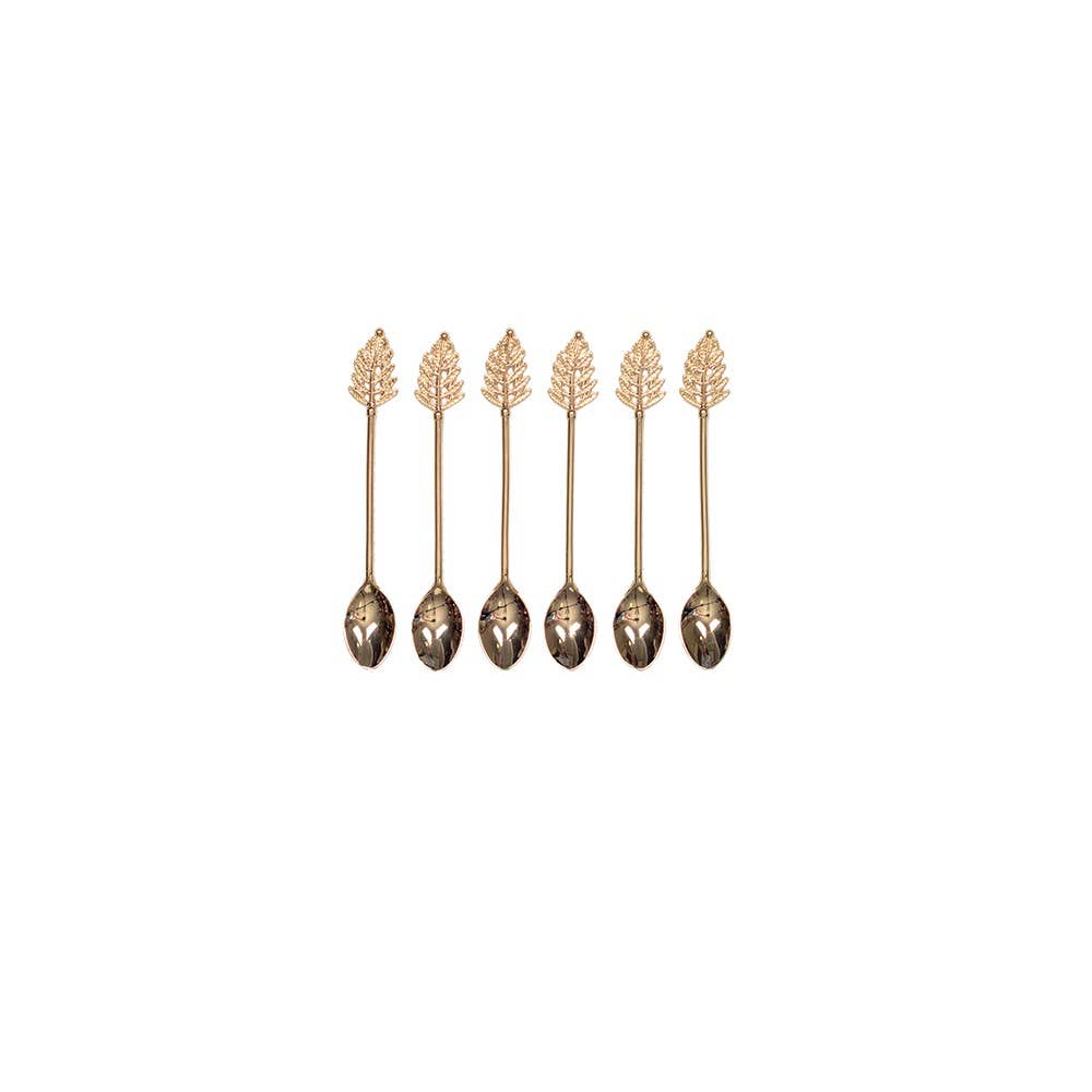 AULICA - Wholesale Table Spoon (Cutlery) - Gold leaf teaspoons - set of 62