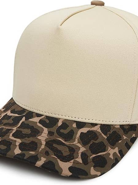 Casquette Snapback Vintage Bicolore - Léopard/Beige pour la vente par Funky Junque