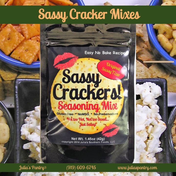 Julia's Southern Foods, LLC - Wholesale Crackers - Sassy Crackers! Roasted Garlic SassyTizer™1