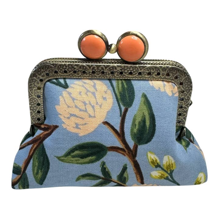 Kiki & Syds - Wholesale Coin Purse - Women's - Kiki & Syds Mini Clutch Coin Purse - Peonies Dusty Blue1
