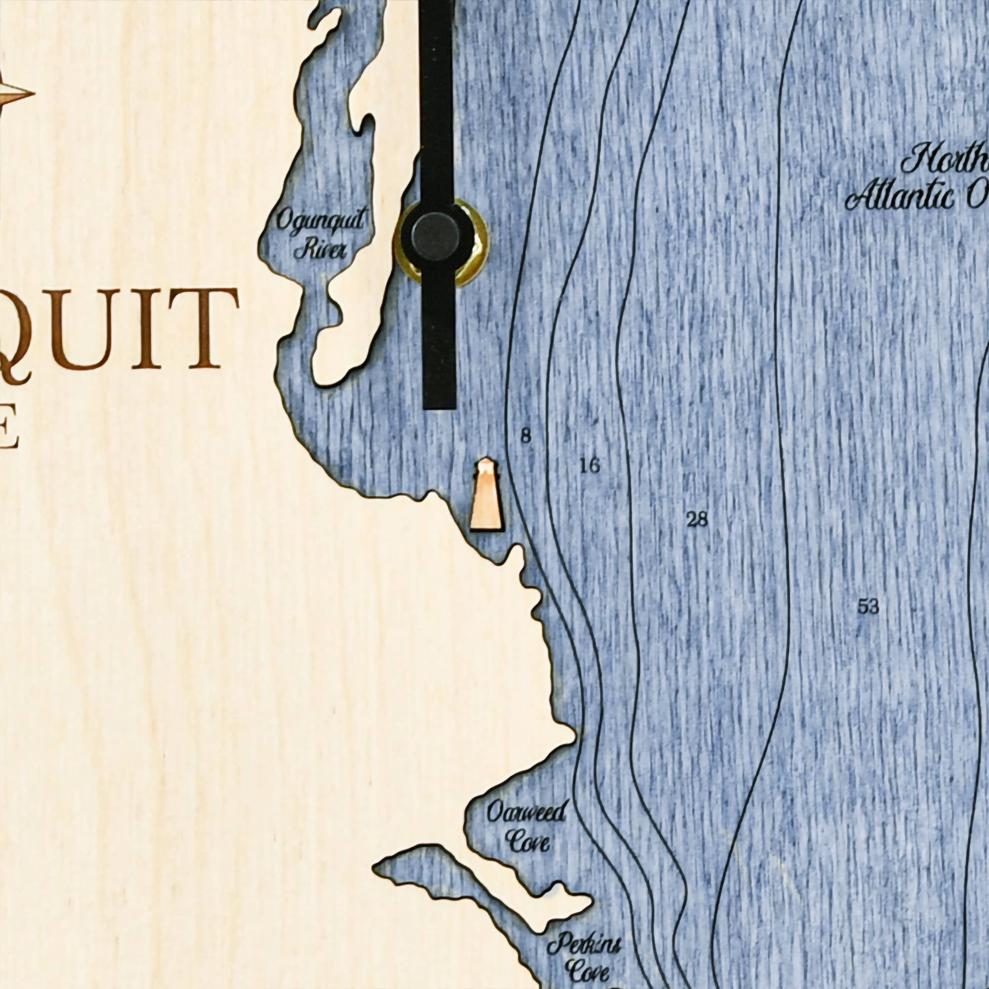 Sea & Soul Nautical Chart Art - Vente Horloges murales - Carte de profondeur d'eau de la côte du Maine73