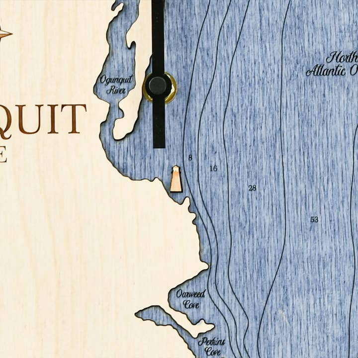 Sea & Soul Nautical Chart Art - Vente Horloges murales - Carte de profondeur d'eau de la côte du Maine73