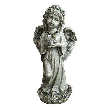 Hi-Line Gift Ltd. - Wholesale Sculpture - Child Angel Sculpture Holding Bird