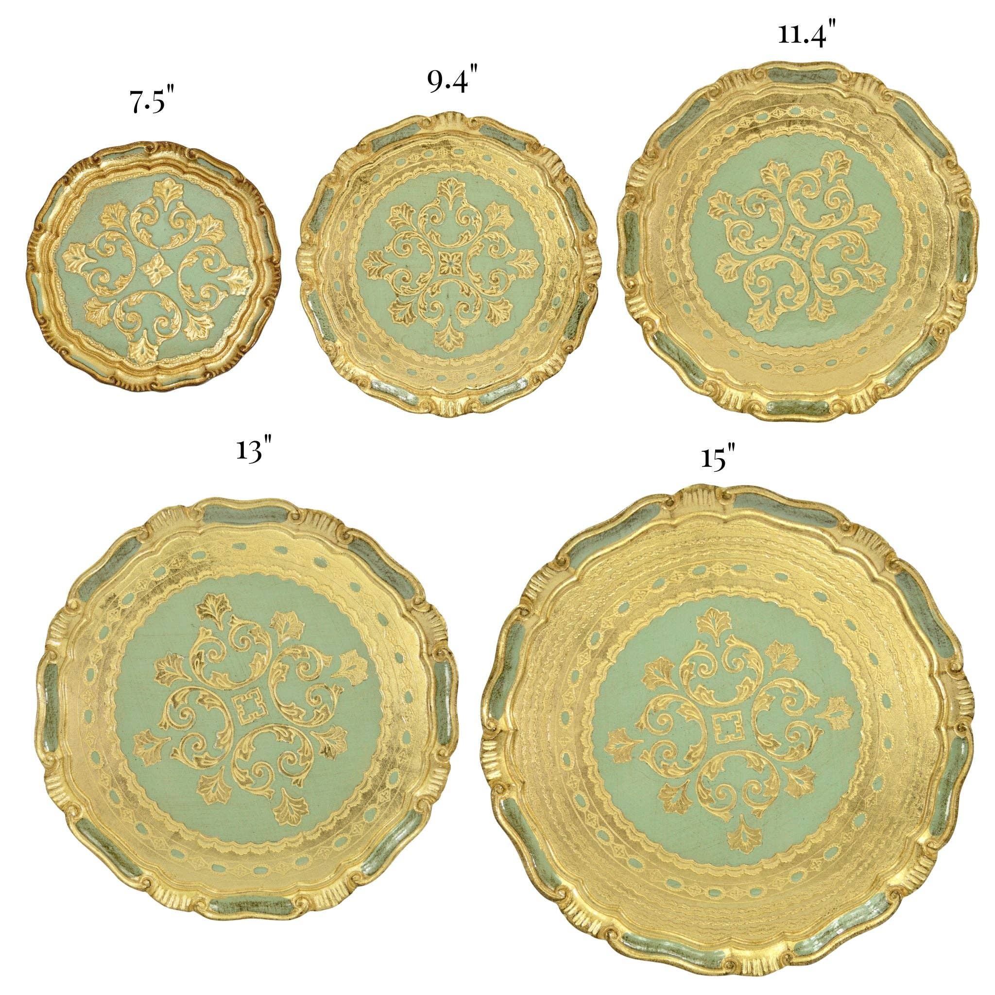 Via Graceffo - Wholesale Decorative Tray - Florentine Carved Gilded Wood Circle Tray, Made in Italy0