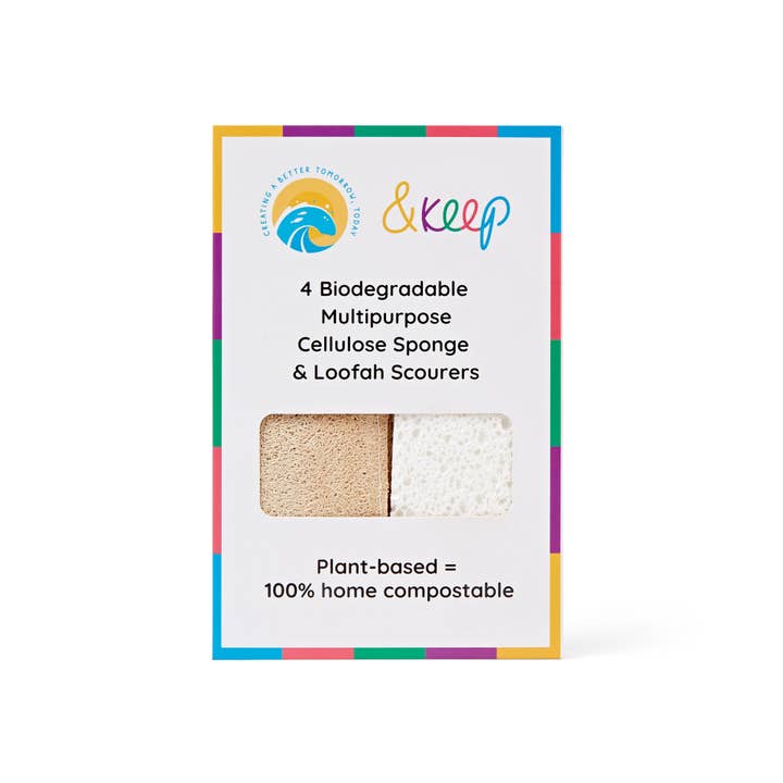 &Keep – Engroshandel Rengøringssvamp – Pakke med 4 & Keep Loofah Køkken Sponge Scourers4