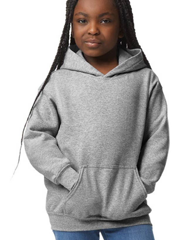 Specialdesignet - Hættetrøje (sportsgrå) Youth, Gildan, Heavy Blend 50/50 Fleece for engroshandel hos Inklusive Printing, Designs & More