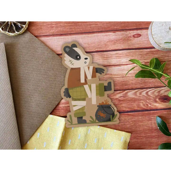 Zombie Badger Sticker for wholesale by Clare Lewis Illustration