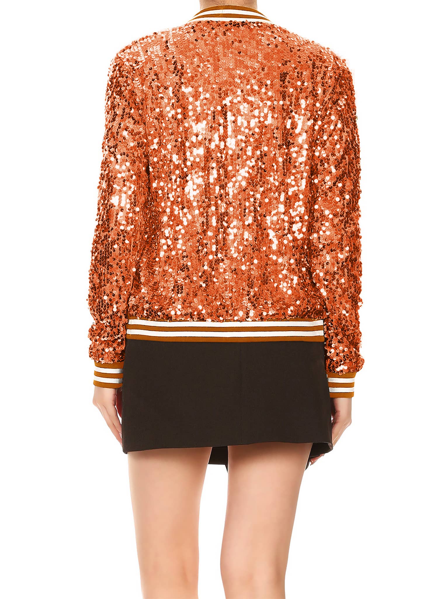 Anna Kaci Wholesale - Wholesale Varsity/Baseball Jacket - Women's - Striped Metallic Sequin Varsity Jacket66