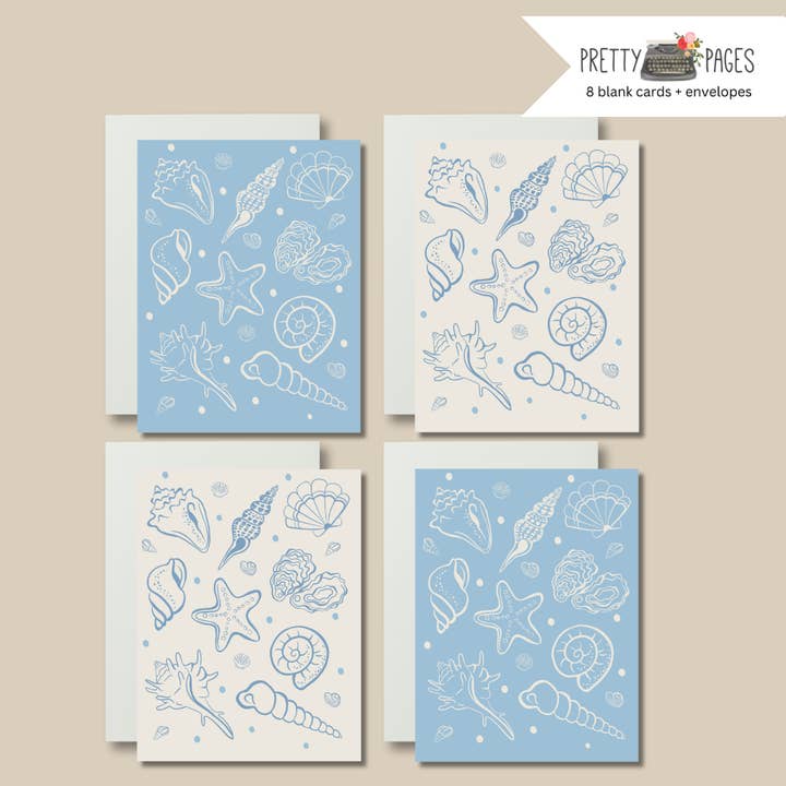 Kystmuslingeskaller Tomme Kort | Sæt i Æske for engroshandel hos Pretty Pages