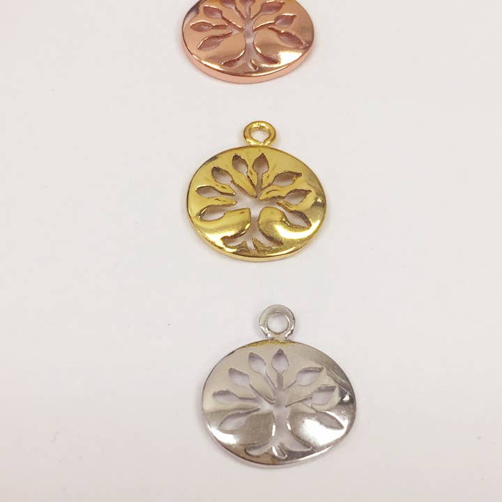 The Bead Bazaar - Wholesale Individual charm/pendant - 18K Small Gold Tree of Life Charm, Silver Nature Giving Tree Jewelry, Dainty Tree of Life Charm For Jewelry Making, Bulk Wholesale Charm8