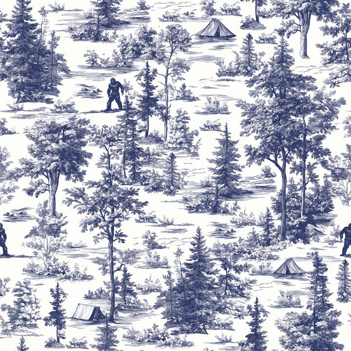 Bigfoot Novelty Toile Peel and Stick Wallpaper for wholesale by Veer Decor