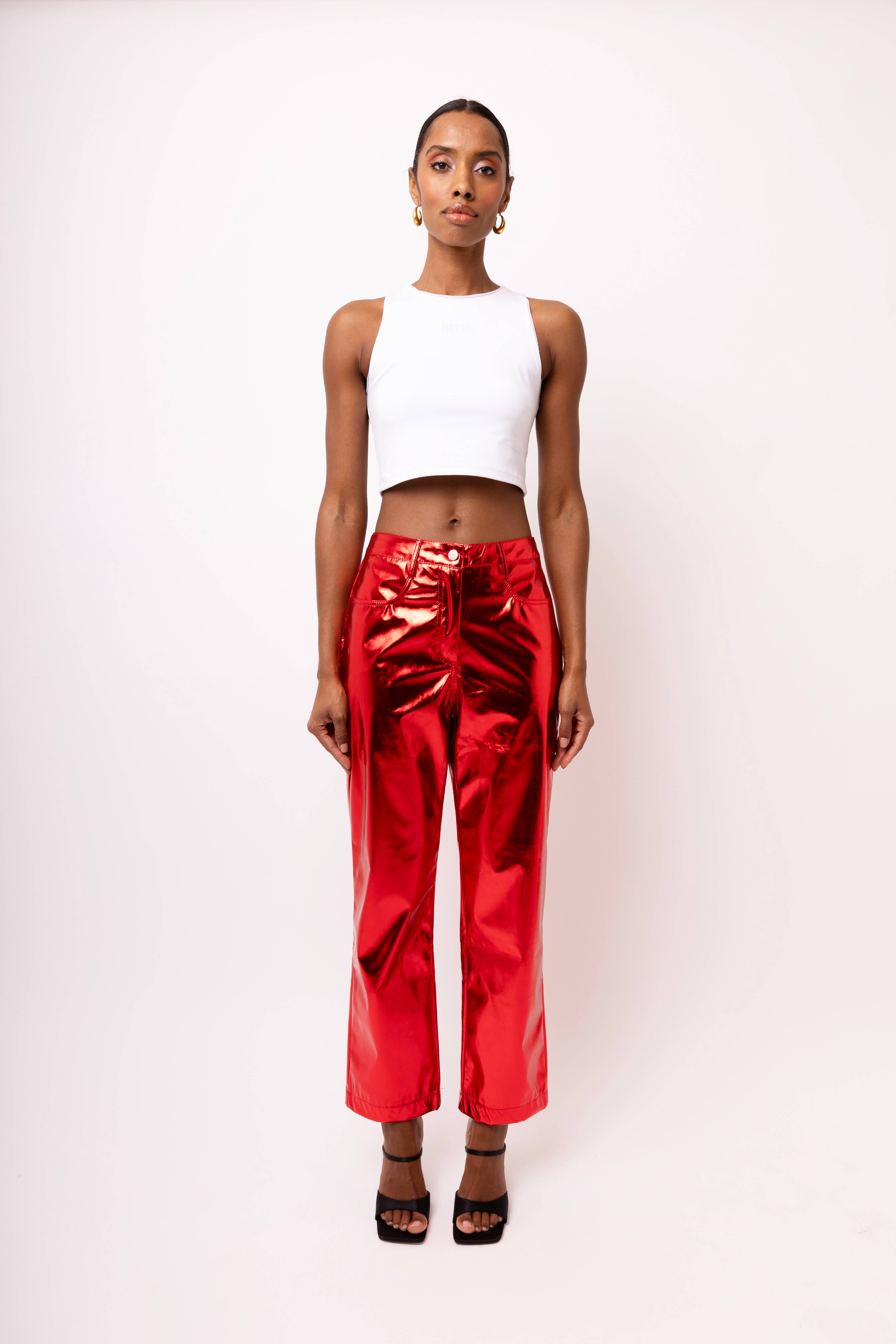 Amy Lynn - Wholesale Pants - Women's - Lupe Straight Faux Leather Metallic Pants7