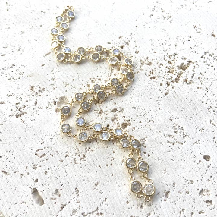 Crystal necklace gold layering for wholesale by VB&CO Designs Handmade Jewelry