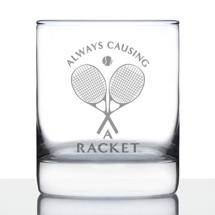 bevvee - Wholesale Cocktail/liquor glass - Causing a Racket Whiskey Rocks Glass - Tennis Gifts0