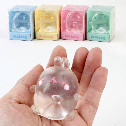 Giocattolo Antistress Molang Clear Mochi Squishy Figure per la vendita all'ingrosso da parte di K-Wonderland