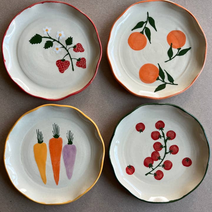 Ninth House Goods - Vendita all'ingrosso Piatti da insalata - Piatto per pranzo o insalata con carote colorate dipinte a mano6