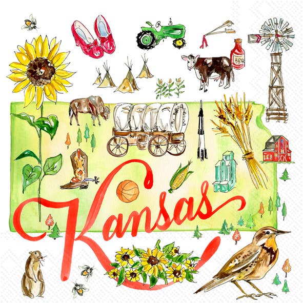 Paper Cocktail Napkins 20 ct KS KANSAS State Collection for wholesale by Boston International