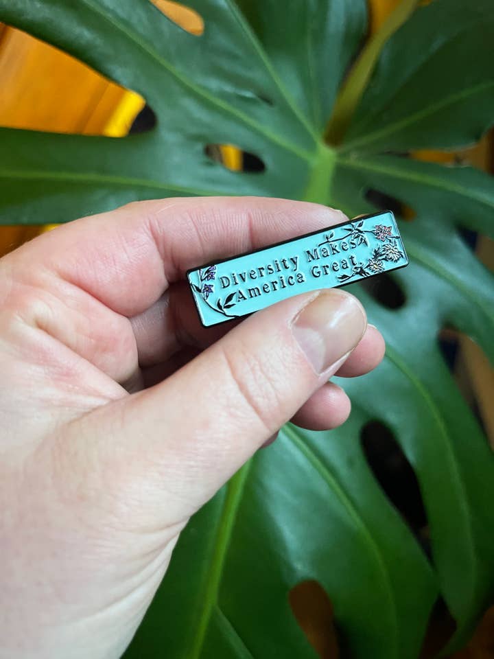 La diversidad hace a América grande: Pin de esmalte feminista para venta al por mayor de Fabulously Feminist